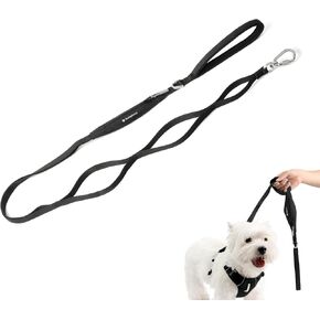 Dog Leash with Pocket, Dog Training Leash with 5 Handles, Heavy Duty Lightweight Dog Leash with Twist Lock Carabiner for Small Medium Large Dogs Walking Running Hiking (Midnight Black, M)