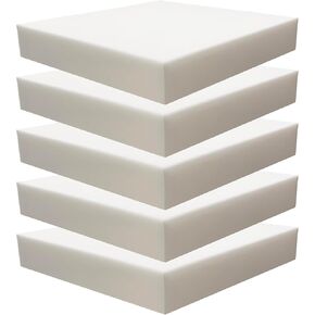 Foamrush (5 Pack) 3 "H × 18" W × 18 "L تنجيد الرغوة عالية الكثافة الدعم الرغوة الدعم الناعم (الرغوة مربع وسادة الكرسي لكراسي الطعام ، استبدال وسادة مقعد الكرسي المتحرك))
