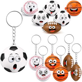 12 PCS Mini Face Clars -keykain for Boys Girls Sport Face keychain keychain refress refress eyse keyze keykain for school arward party party fullers party party gift birthday (mix ball)