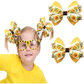 Glitter Sunflower Hair Bow Clips Daisy Hairpin Hair Barrettes Hair Accessories for Baby Girls.(FJ120) (Yellow) in Kuwait