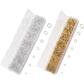 Lanbeide 4592pcs قفزة حلقات الذهب مطلي 3 مم 4 مم 5 مم 6 مم 7 مم 8 مم 10 مم من الفضة+الذهب لصنع المجوهرات