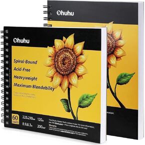 منصات Marker Sketchbook ، Ohuhu 8.9 "× 8.3" حجم مربع محمول+Ohuhu Marker Pads Sketchbook ، 7.6 "× 10" حجم الورق الكبير
