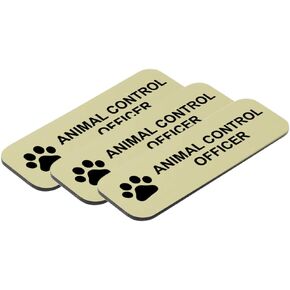 Animal Control Officer 1x3'' Name Tag/Badge, Brushed Gold, (3 Pack)