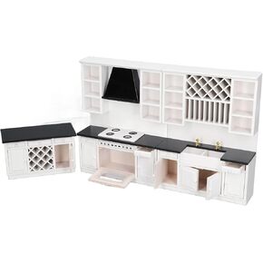 Dollhouse Kitchen Cabinet Set 1/12 Birch Wood Miniature Bar Counter - Premium Craftsmanship ، Diy Decor