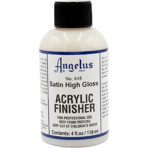 Angelus Satin High Gloss Acrylic Finisher - مرنة معطف واضحة للأحذية الجلدية ، والأكياس ، والسترات والملحقات ، و satin High Gloss Finish for Leather Craft & Restoration. رقم 615-4 فلوريدا أوقية