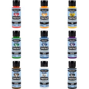 Decoart Thrift Flip Textile Acrylic Paint ، ألوان أساسية - ملابس upcycle ، الوسائد ، الستائر ، وأكثر