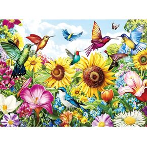 500 Pieces Puzzle for Adults - Summer Birds Garden Jigsaw Puzzle for Adults Kids Teens,Recycled Cardboard Hummingbird Flowers Puzzle 500 Pieces,Challenging Game for Family Fun & Gift Idea,20.5 x 15 in
