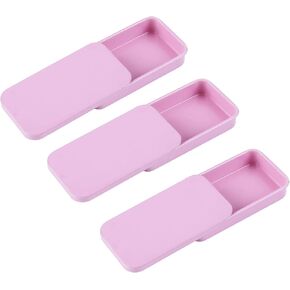 3 PCS MINI MINI SLIDE TOP TIN حاويات - 2.36 × 1.34 × 0.43 بوصة - علب مفصلية مستطيلة للحلوى والمجوهرات والحرف ومجموعات البقاء (وردي)