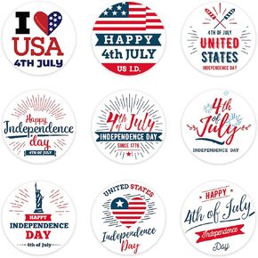Lucleag 360 PCS 4 of July Stickers, 4th of July Patriotic Round Stickers for Kids, Fourth of July Stickers for Candy Goodie Envelope Seals, Patriotic Independence Day Party Supplies Decor