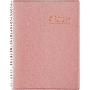 2025-2026 Planner - 11.38 'x 8.74' '، 2025-2026 Weekly & Monthly Planner Notepad ، Jul 2025 - Jun 2026 ، Book Fundment ، فاصل 60 دقيقة ، علامات تبويب شهرية ، جلد فوكس ناعم ، ملزمة دوامة - وردة ذهبية