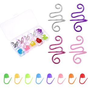 jiyin 4pcs حلقات الكروشيه مع علامات غرزة 30pcs ، حلقات توتر الكروشيه القابلة للتعديل لدليل توتر خيوط الإصبع خواتم حلقات الحياكة الكروشيه مع صندوق لخطوات الخياطة الكروشيه DIY (34)