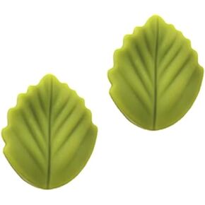 2pcs الجيش الخضراء شكل الورقة الخضراء سدادات إبرة سيليكون حبك ، حماة قبعات إبرة الحياكة الملونة للحياك