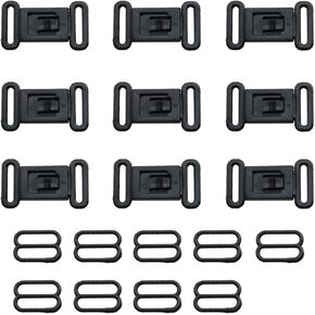 20pcs Black Plastic Bow Tie Buckle Lazy DIY Zipper Tie Extension Accessories Adjustment Buckle