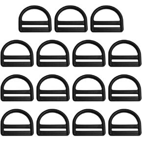 15PCS Trapezoidal Plastic Buckles Circular Fasteners for Handbag Straps Luggage Straps Black