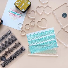Alinacutle 12pcs Clear Acrylic Stamp Blocks Set - Printing & Stamping Tools for Scrapbooking, Card Making, and Crafts Grid Lines Easy to Clean, Durable, and Versatile