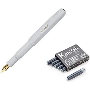 Kaweco Classic Sport Fine Nib Fountain Pen (Fine Nib) + Pack of 6 Black Ink Cartridges Set (Green) in Kuwait