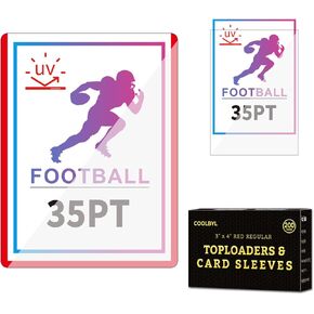 3x4 Red Toploaders - 400 Card Sleeves Top Loads for Cards, 3x4 Baseball Card Protectors Hard Plastic, Sports Card Holder for Trading Card (200 Hard Card Sleeves + 200 Soft Sleeves)