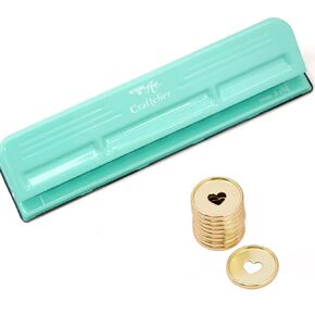Clafelier - حزمة XL Disc Planner Hole Punch + Pack of 9 Metallic M Disc Rings Gold