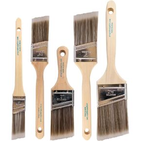 Vermeer Paint Brushes 5-Pack Angle Brushes in Assorted Sizes for All Latex and Oil Paints & Stains - Home Improvement - Interior & Exterior Use