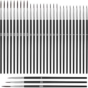 Giantree 30 Pcs Tiny Detail Paint Brushes Set, Micro Small Paint Brush with 3 Sizes, Thin Fine Tip Liner Paintbrushes for Nail Art Watercolor Crafts Oil Acrylic Painting Models Detailing Sculpt