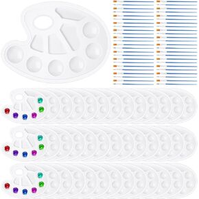 50 حزمة فرش فرش اللوحات مجموعات كبيرة 100 PCS فرش نايلون الطلاء و 50 PCS لوحات صينية الطلاء البلاستيكي