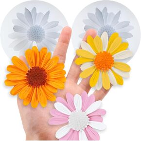 2pcs daisy flower 3d silicone mold floral fondant chocuet cake cake cupcake topper decoration mold again caking chein aboulds diy soap soap wax epoxy catcreting polymer clay craft