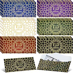 6 Patterns 18 Pcs Eid Mubarak Money Envelopes - 7 x 3.2 inch Islamic Festival Cash Gift Card Holders for Kids, Ramadan Pockets Envelope for Eid Holiday Celebrations, Weddings, and Special Occasions