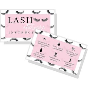 Lash Extension Extension Beaver Cards | 50 حزمة | حجم بطاقة العمل 2 × 3.5 بوصة | طباعة الرموش والوردي