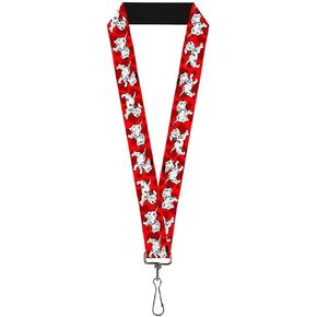 Buckle Down Lanyard-1.0-Dalmatians Running/Paws Reds/White/Black