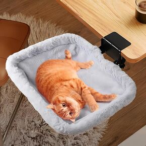 Lilyang Cat Desk Bed-Cat Hammock لتوفير مساحة المكاتب المنزلية ، سرير آمن مع إطار من الحجم الفائق والفولاذ ، يدعم ما يصل إلى 40 رطلاً وغطاءًا قابلاً للانعكاس