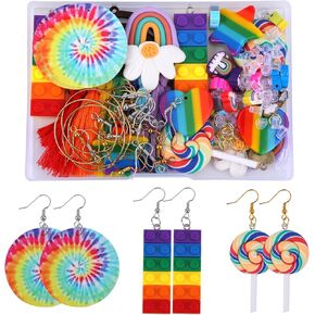 Waywaysmile 1 Box 9 PCS قوس قزح القلادة القلادة ، تصنيع طقم سحر قوس قزح للمجوهرات صنع حلق قمولة قوس قزح مناسبة للمبتدئين المبتدئين DIY صناعة المجوهرات