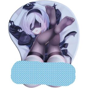 Nier Automata 3D Mouse Pad Mat Yorha 2b Oppai Gaming Gaming Mousepad Girl Girl مع دعم راحة معصم ناعم (الإصدار 1)