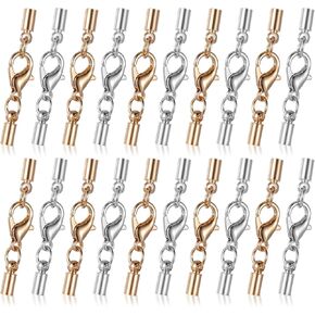 40 PCS CORL END CAPS مع جراد البحر حلقة حلقة رنين موصل جلدي نهاية السلك الطرف من سبيكة الملاذات CAPS CAPS الموصل لشراب الشريط DIY الحرف المجوهر