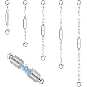 5Pcs Silver Necklace Extender, Necklace Clasps with Lobster Clasp, Silver Jewelry Clasps for Necklaces Extender Clasp Bracelet Closures