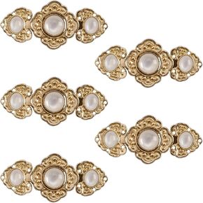 Wandic Vintage الصيني على الطراز الصيني أو قفل Clasp Clasp ، 5 أزواج زر تقليم معدني لـ Hanfu Vintage Decor Dick Buckle Retro Baroque Clips
