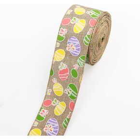 شرائط النسيج عيد الفصح 10 ياردة ، يوم عيد الفصح بقع خضراء نقاط الأرانب النمط حافة الحافة السلكية للاختراق هدايا عيد الفصح التغليف منزل الحفلات الشجرة الإمدادات - 2.5 بوصة × 10 ياردة × 1 لفة in Kuwait