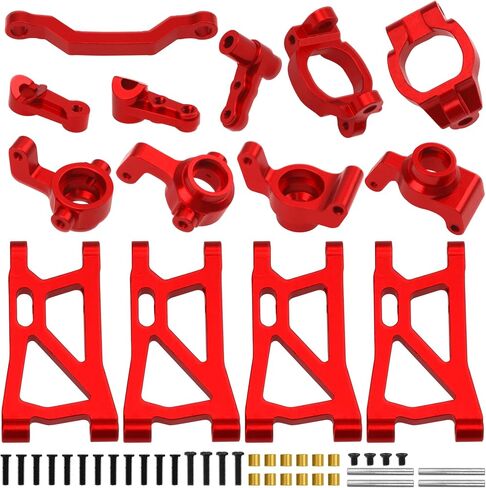 ShareGoo Metal Swing Arms Steering Knuckle Carrier & Steering Assembly Upgrade Parts Compatible with Remo Hobby Smax 1621 1625 1631 1635 1651 1655 1/16 RC Car (Red) in Saudi Arabia