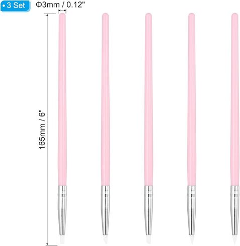 PATIKIL Silicone Clay Sculpting Tool, 15 Pcs Clay Shaping Tool Soft Rubber Modeling Dotting Tool for Pottery Clay Craft Painting Nail Rock, Pink/White (3mm) in Kuwait