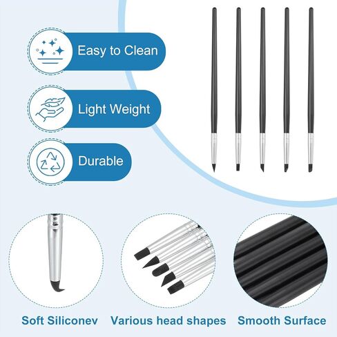 PATIKIL Silicone Clay Sculpting Tool, 15 Pcs Clay Shaping Tool Soft Rubber Modeling Dotting Tool for Pottery Clay Craft Painting Nail Rock, Pink/White (3mm) in Kuwait