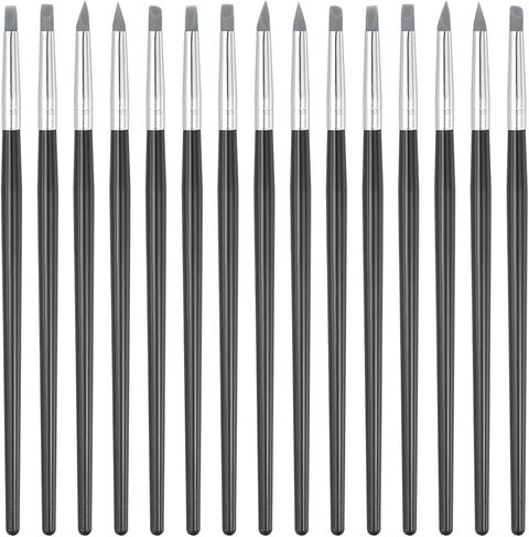 PATIKIL Silicone Clay Sculpting Tool, 15 Pcs Clay Shaping Tool Soft Rubber Modeling Dotting Tool for Pottery Clay Craft Painting Nail Rock, Pink/White (3mm) in Kuwait