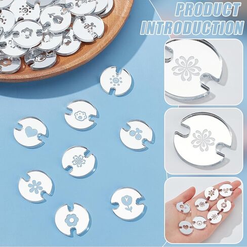 WADORN 48Pcs 8 Styles Acrylic Hat Pom Pom Removable Button, Flat Round Pom Pom Base Sheets for Fixing The Pom Pom in Place Hat Pom Pom Keepers Holders for Knit Beanies and Toques, Clear in Saudi Arabia