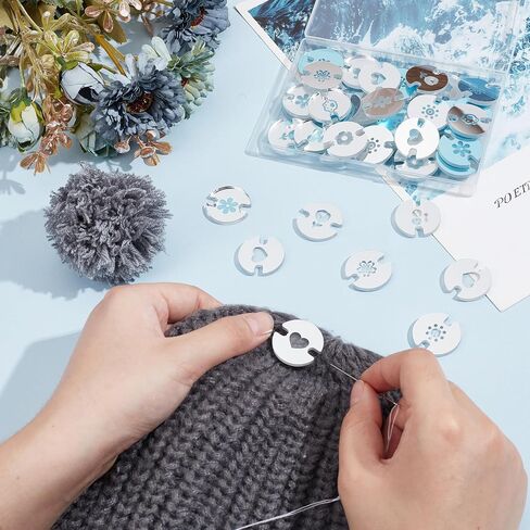 WADORN 48Pcs 8 Styles Acrylic Hat Pom Pom Removable Button, Flat Round Pom Pom Base Sheets for Fixing The Pom Pom in Place Hat Pom Pom Keepers Holders for Knit Beanies and Toques, Clear in Saudi Arabia