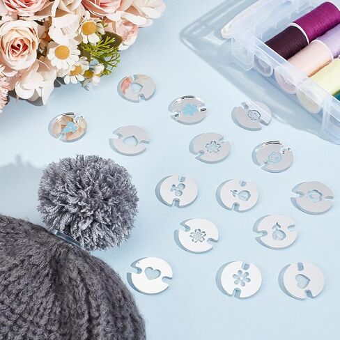 WADORN 48Pcs 8 Styles Acrylic Hat Pom Pom Removable Button, Flat Round Pom Pom Base Sheets for Fixing The Pom Pom in Place Hat Pom Pom Keepers Holders for Knit Beanies and Toques, Clear in Saudi Arabia