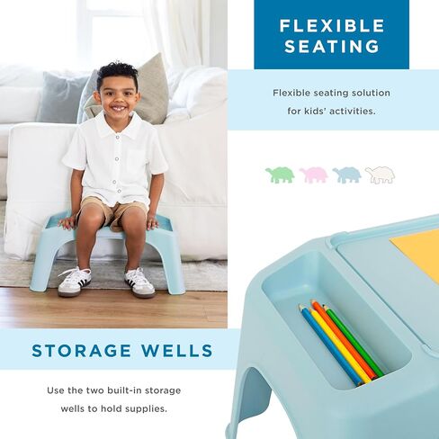 LAPGEAR Turtle Table Kids Flexible Seating Lap Desk Tray with Storage for Snacks, Play, Classroom, and Sensory Activities - Sky Blue - Style No. 20113 in Kuwait