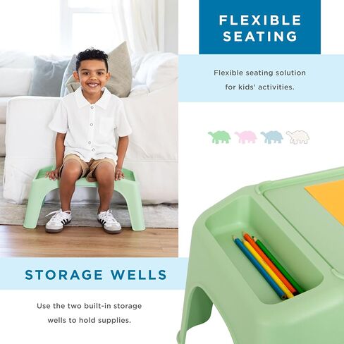 LAPGEAR Turtle Table Kids Flexible Seating Lap Desk Tray with Storage for Snacks, Play, Classroom, and Sensory Activities - Sky Blue - Style No. 20113 in Kuwait