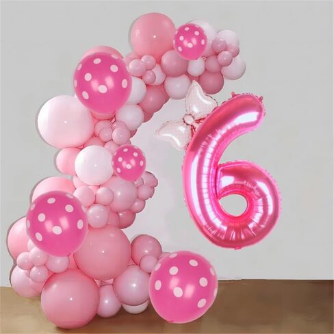 40 Inch Pink Number 6 Balloon with Mini Bow Balloon for Girls 6th Birthday Decorations, Pink Princess Western Cowgirl Theme Birthday Party Balloons Decorations Supplies in Saudi Arabia