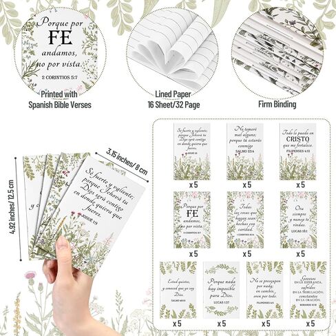 Ctosree 50 Pcs Spanish Bible Verse Prayer Journal Notebook Spanish Christian Inspirational Note Pad Mini Religious Scripture Gift Regalos Cristianos En Español for Women Mothers Day Church (White) in Kuwait
