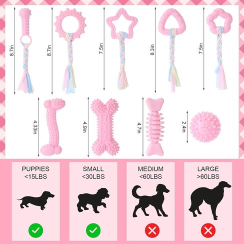 9 حزمة Pack Puppy Puppy Toys for Beppy Buppy Bearing Toys لمدة 0-6 أشهر مناسبة للكلاب الصغيرة (الوردي) in Kuwait