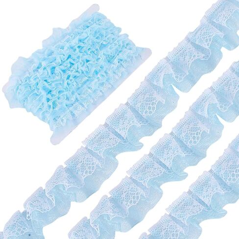 Gorgecraft 12.5 ياردة طبقات مزدوجة عضوية Lugbon Lace Lace مطاطية ساتان حافة الدانتيل حافة 1 بوصة واسعة الأرجواني شيفون زركشة متزايدة النسيج تول من أجل القماش زينة DIY خياطة الحرف اليدوية in Kuwait