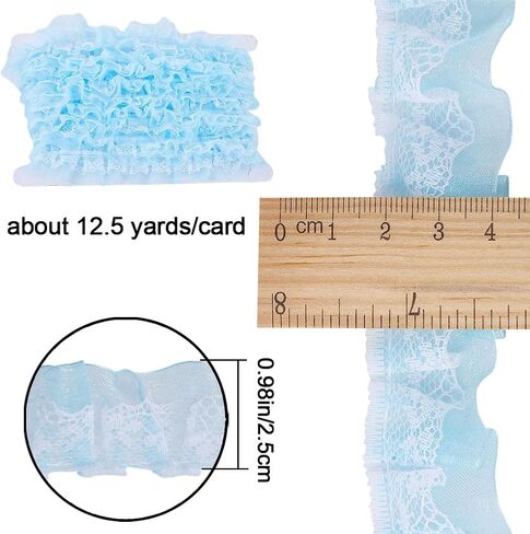 Gorgecraft 12.5 ياردة طبقات مزدوجة عضوية Lugbon Lace Lace مطاطية ساتان حافة الدانتيل حافة 1 بوصة واسعة الأرجواني شيفون زركشة متزايدة النسيج تول من أجل القماش زينة DIY خياطة الحرف اليدوية in Kuwait